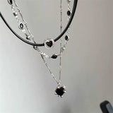 Fashionkova Gothic Black Peach Heart Pendant Choker Clavicle Chain Necklace For Women Aesthetic Rave Y2K Jewelry Scene EMO Accessories Gift