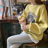 Fashionkova Round Neck Cartoon Print Sweatshirt