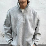 Fashionkova Christmas Gift outfit  2024 New Half Zipper Design Sweatshirts For Men Autumn Y2K Vintage Stand Collar Pullover Hoodies Korean Fashion Casual sudadera