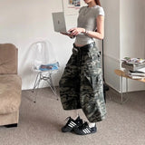 Fashionkova American Camouflage Jeans Men's and Women's High Street Loose Straight Leg Casual Versatile Seven-minute Denim Pants Male Casual Outfit