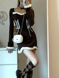 Fashionkova  party look inspos White Y2k Mini Dress Party Women Casual Fur Knit Dress Lolita Female Kawaii Clothing Vintage One Piece Dress Korean 2025 Spring