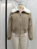 Fashionkova party look inspos New winter fur one-piece jacket for women fashionable and versatile zipper sherpa warm jacket