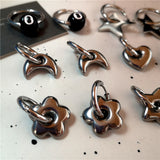 Fashionkova Punk Dangle Edgy Earrings Unique Detachable Stainless Steel Chunky Star Heart Moon Hoop Earrings For Women Men Statement Jewelry