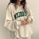 Fashionkova Vintage Letter Printed Oversized Hoodie
