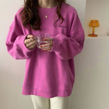 Fashionkova Letter Embroidered Solid Color Oversized Sweatshirt
