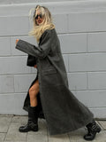 Fashionkova  Nye Outfit Retro Turn-down Collar Leather Long Coats Women Casual Solid Single Breasted Jackets Female Autumn Winter Chic High Street Tops