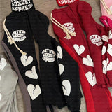 Fashionkova  Y2K Hoodie Hip hop Streetwear Foam Heart Letter Print Letter print Pullover Men women Sweatshirt Harajuku Gothic Oversize Hooded