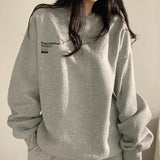 Fashionkova Letter Print Pullover Oversized Sweatshirt