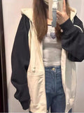 Fashionkova Vintage Patchwork Oversized Zip Up Hoodie