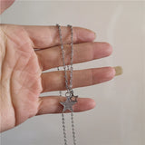 Fashionkova Punk Star Pendant Chain Necklace For Men Women Hip Hop Cool Beads Neck Y2K Jewelry