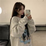 Fashionkova Vintage Mountains Graphic Oversized Sweatshirt