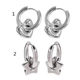 Fashionkova Stainless Steel Asymmetric Star Love Heart Hoop Earrings For Women Men Punk Hip Hop Trend Y2K Fashion Jewelry Scene Accessories