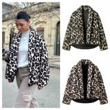 Fashionkova 2025 autumn new women's clothing fashionable temperament lazy style cotton coat versatile casual leopard print jacket Valentine's Day Aesthetic