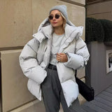 Fashionkova party look inspos Talenza Women's Winter Cotton Jacket Loose Parka Retro Bakery Jacket Casual Hooded Women's Warm Cotton Down Jacket Parka Top
