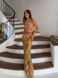 Fashionkova Women Sexy Lace Printed See Through Vest Sets Fashion High Waist Slim Fit Long Skirt Set Lady Spring New Beach Party Outfit 2025