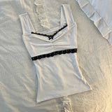 FashionKova-Fashion Y2K Summer Vintage Backless crop tops Women's Black vest 2000s lace trim Camis chic fairy tale core trash clothes Emo