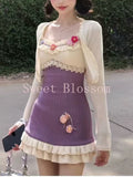 Fashionkova New French Sweet Elegant Patchwork Dress Women Spring Summer Cute Fashion Patchwork Slim Dresses Design Sense Retro Chic Clothes