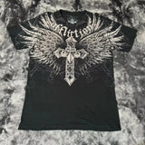 Fashionkova 2000s Southpole Street Retro Hip Hop Costume Couple T-shirt Gothic Skull Cross Printing Fashion Casual Graphic Men's Shirts