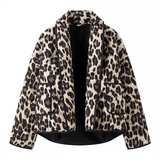 Fashionkova 2025 autumn new women's clothing fashionable temperament lazy style cotton coat versatile casual leopard print jacket Valentine's Day Aesthetic