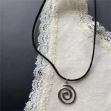 Fashionkova Vintage Spiral Vortex Pendant Hand-woven Leather Rope Necklace for Women Unisex Boho Pentagram Necklace Fashion 2023 Y2K Jewelry