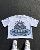 Fashionkova Harajuku trend cartoon letter print short sleeve men Y2k pure cotton white top Punk fashion brand couple oversized T-shirt