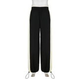 Fashionkova party look inspos Casual Loose Contrast Color Women Jogger Pants Fashion Elastic Waisted Side Stripe Trousers Sporty All-match Sweatpants