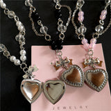 Fashionkova Romantic Heart Locket Pendant Openable Female Silver Color Stainless Steel Photo Frame Charm Necklace for Women Men Jewelry Gift