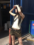 Fashionkova HOUZHOU Sexy Leopard Printed Denim Shorts Women Vintage Y2k Low Waist Gyaru Streetwear Summer 2024 Chic Female Retro Short Jeans Casual Outfit
