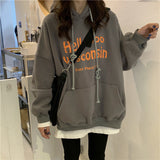 Fashionkova Vintage Letter Print Loose Oversized Hoodie