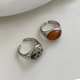 Fashionkova Korean Fashion Geometric Stone Open Metal Ring For Women Retro Punk Jewelry Accessories