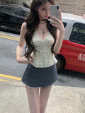 Fashionkova Spring French Vintage Sweet 2 Piece Sets Women Y2k Sexy V-neck Design Mini Skirt Suits Female Lace Korea Style Chic Outfits 2025