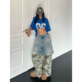 Fashionkova party outfit  Women Patchwork Baggy Y2k Ripped Jeans Harajuku Aesthetic Denim Trousers Japanese 2000s Style Jean Pants Vintage Trashy Clothes