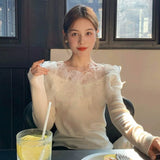 Fashionkova Matakawa Sweet Flowers Women Sweaters Elegant Autumn Winter Korean Fashion Pull Femme Simple Slash Neck Chic Pullovers Outfit Ideas