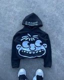 Fashionkova  Y2k 2024 American Eye Patchwork Hoodie New Y2k Harajuku Street Trend Niche Dark Retro Casual Long-sleeved Sweatshirt Demon