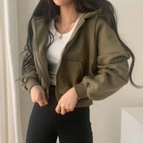 Fashionkova Solid Color Oversized Cropped Hoodie