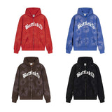 Fashionkova Oversized Star Print Zip Up Hoodie