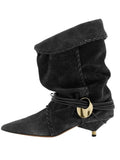 Fashionkova Autumn and Winter New Women's 5cm Thin Heel Short Boots Fashion Pointed Wide Tube Folding Stacked Boots Women's Ankle Boots
