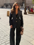 Fashionkova Chic Women Denim High Waist Pants Suit Fashion Pocket Lapel Retract Waist Button Blazer Outfits 2025 New Female Two Piece Sets