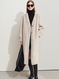 Fashionkova party look inspos Women Fur Cardigan Thickened Long 2024Autumn Winter V-neck Jacket Female Loose Simple Leisure With Buttons Casual Faux Fur Coat