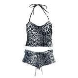 FashionKova-vintage outfits Summer Casual Sexy Chic Slim Streetwear Suit 2000s Harajuku Emo Girl Halter Neck Camisole Top Punk Rock Hip Hop Aesthetic Shorts