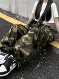 Fashionkova Party Outfit American Vintage Camouflage Cargo Pants Women Summer New Streetwear Loose Straight Wide Leg Trousers Woman