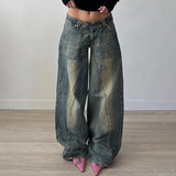 Fashionkova party look inspos Vintage Washed Loose Fit Jeans Casual Denim Pants For Women Streetwear Pockets Straight Trousers Summer Bottom Clothing