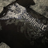Fashionkova 2000s Short Sleeve Tapout Hip Hop Skulls Letter Graphic t shirts Men Clothes Casual Gothic Streetwear Goth Cotton Oversized Tops