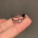 Fashionkova Kpop Vintage Y2k Gothic Double Layer Star Open Rings For Women Girls Aesthetic Fashion Trend Jewelry Grunge EMO 90s Accessories