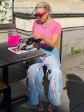Fashionkova Casual Washing Bow Women Jeans High Waist Wide Leg Zippers Pockets Female Trouser 2025 Spring Summer New Fashion Lady Trouser