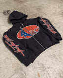 Fashionkova American Retro Letter Print Oversized Sweatshirt Y2K Harajuku Street Trend Zipper Hoodie Men Hip-hop Casual Loose Jacket Couple