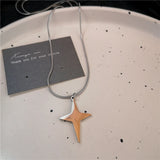 Fashionkova Stainless Steel Star Pendant Charm Necklace For Women Men Grunge Cyber Y2K Fairycore Subversive Archive Punk Choker Jewelry