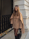 Fashionkova party look inspos Women Chic Solid O-neck Single Breasted Woolen Coat With Scarf Elegant Loose Full Sleeve Packets Jacket 2025 New Lady Streetwear