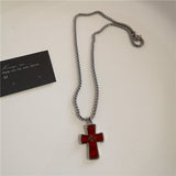Fashionkova Y2k Red Cross Love Heart Pendants Necklace for Women Men Fashion Hip Hop Rope Chain Rave Gift Gothic Trendy Jewelry Accessories