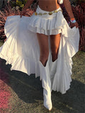 Fashionkova party look inspos wsevypo E-Girl 90s Aesthetic White Asymmetrical Skirts Women Low Waist Layere Ruffle Hem Mini Skirts Grunge Streetwear Bottoms